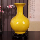 Axyaa Yellow Glazed Ceramic Vase - Elegant Home Décor and Craft Decoration