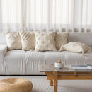 Axyaa White Tufted Embroidery Fringe Pillow Cover - 45x45cm