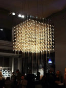 Axyaa Chrome Square LED Pendant Lamp - Stainless Steel - Adjustable Cord - Modern Lighting