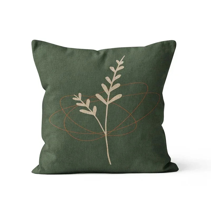 Axyaa Nordic Style Green Linen Pillowcase 45x45cm Modern Decorative Cushion Cover
