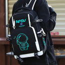 Axyaa Spaceman Print USB Charging Kids Backpack, Large Capacity, Waterproof, Multifunction