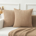 Axyaa Corduroy Striped Cushion Cover 55x55cm for Sofa, Couch, Bed - Khaki Large Size