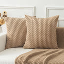 Axyaa Corduroy Striped Cushion Cover 55x55cm for Sofa, Couch, Bed - Khaki Large Size