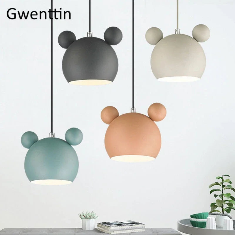 Axyaa Cartoon Mouse Pendant Light for Kids' Room LED Home Decor