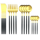 Axyaa Gold Matte Cutlery Set - 16Pcs Stainless Steel Tableware
