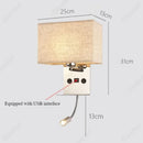 Axyaa LED Fabric Lampshade Wall Light USB Spotlight Adjustable Bedside Reading Light