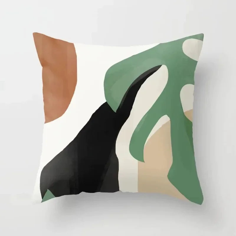 Modern Abstract Plant Leaf Geometric Cushion Cover for Home, Office, Sofa - Axyaa Brand