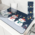 Christmas Snowmen Snowflakes Drying Mat for Kitchen Table Decoration - Axyaa