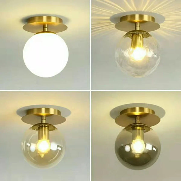 Axyaa Modern Gold Ball Glass Ceiling Lamp for Living Room Decor