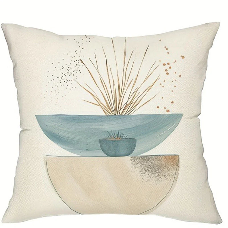 Light Blue Geometric Leaf Pattern Pillowcase for Bohemian Home Decor by Axyaa