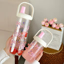 Axyaa Cute Plastic Straw Water Bottle with Lid - Large Capacity, Leak Proof Cup