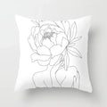 Minimalist White Pillow Cover - Axyaa Portrait Sketch Nordic Cushion