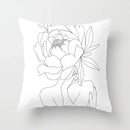 Minimalist White Pillow Cover - Axyaa Portrait Sketch Nordic Cushion