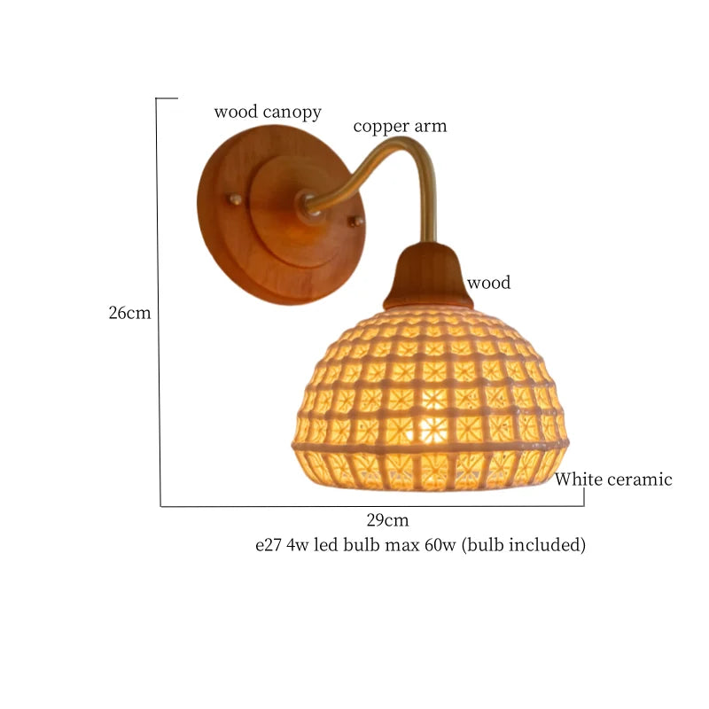 Axyaa Flower Ceramic LED Wall Light for Bedroom Living Room Bathroom Mirror.