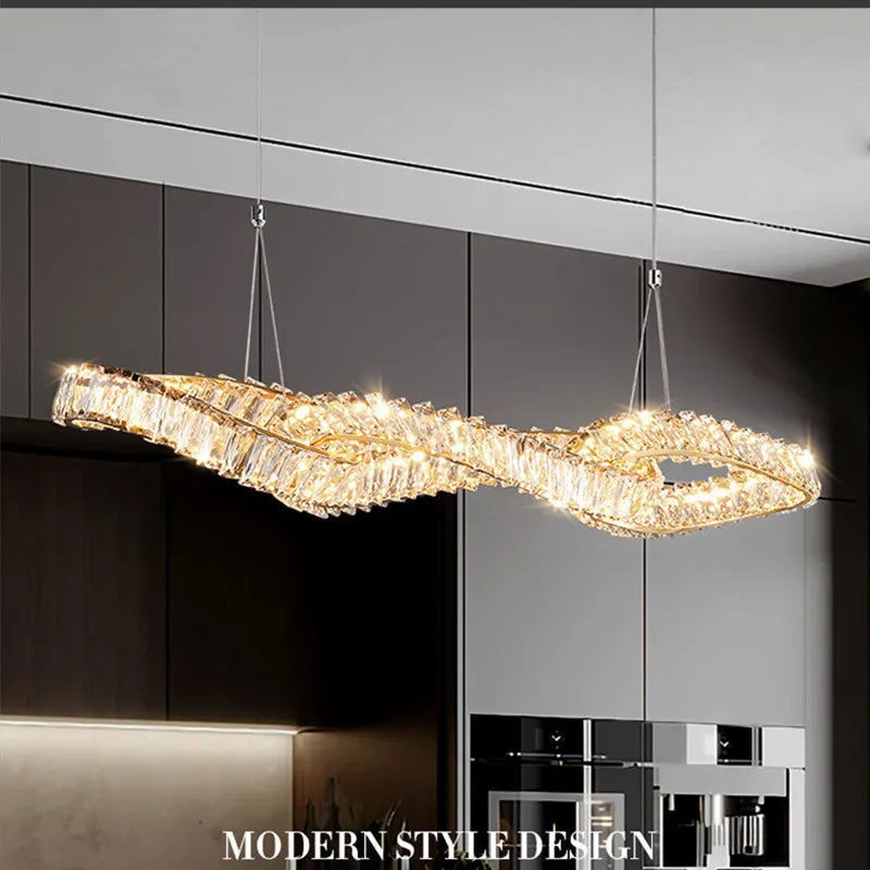 Luxury K9 Crystal Gold Plated Pendant Lights by Axyaa