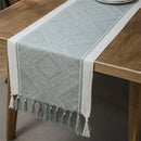Axya Geometric Jacquard Table Runner with Tassel - Polyester Cotton Dining Flag