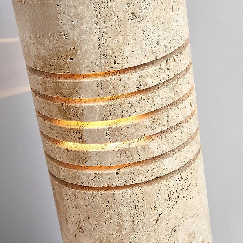 Axyaa Travertine Floor Lamp with LED Lighting for Home Decor