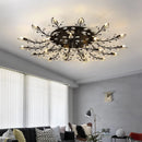 Axyaa Flower Leaf Crystal Chandelier Ceiling Light Gold/Black G9 Tricolor Lamp