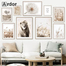 Axyaa Reed Lion Landscape Canvas Print Wall Art for Nordic Living Room Decor