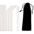 Axyaa Stainless Steel Straws Set with Cleaning Brush - Colorful, Reusable Metal Straws