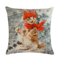 Axyaa Pet Animal Print Linen Pillowcase 45*45cm for Office Sofa Decoration