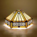 Brown Hexagon Stained Glass Lamp Shade - Axyaa Vintage 10" Inspired Glass Shade