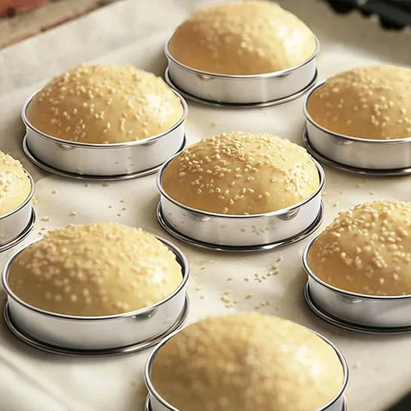 Axyaa Stainless Steel Muffin Rings - Non Stick Cake Cookie Mold
