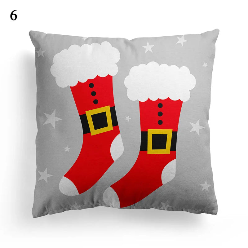 Axyaa Merry Christmas Santa Square Cushion Cover for Sofa and Home