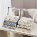 Axyaa Faux Leather Jewelry Storage Box: Large Capacity Double-Layer Drawer Organizer