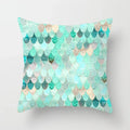 Light Blue Green Mint Geometric Print Boho Pillowcase Set by Axyaa