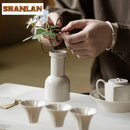 Ash Crockery Vase Set by Axyaa: Luxury Room Decor & Tea Set Craft