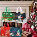 Axyaa Christmas Gift Bags: 16PCS Assorted Cartoon Patterns, Reusable Non-Woven Handles