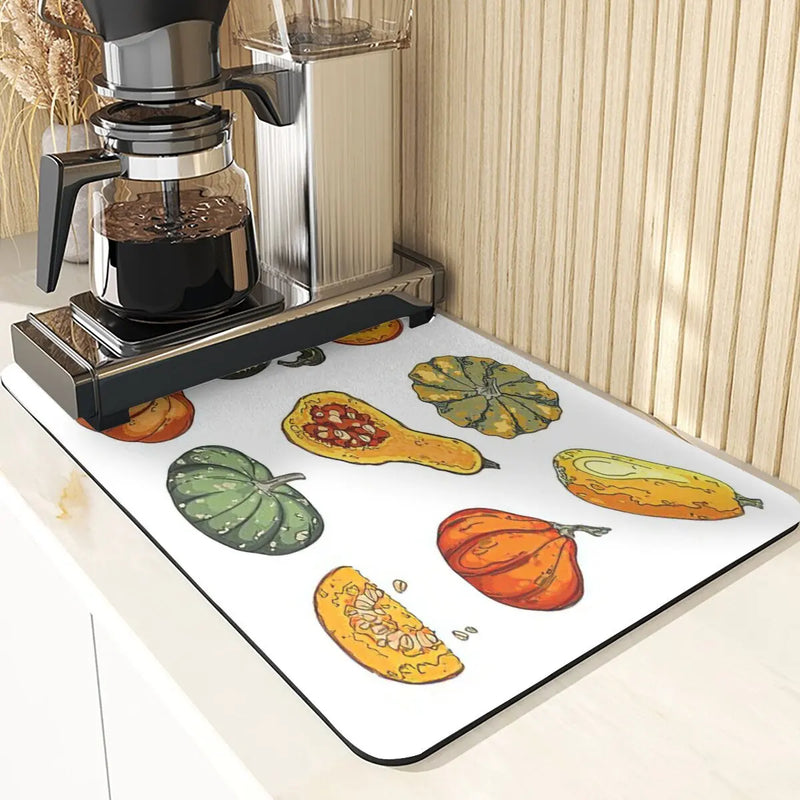 Axyaa Cute Turkey Pumpkin Kitchen Coasters Absorbent Non-Slip Thanksgiving Mat