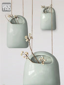Ceramic Hanging Vase Wall Decoration Flower Pot for Japanese Flower Arrangement by Axyaa