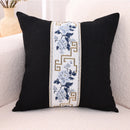 Axyaa Blue White Porcelain Chinoiserie Pillow Cover Chinese Style Linen Living Bedroom