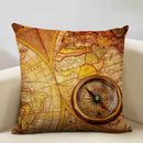Nautical Compass Cushion Cover for Home, Office, Cafe & Car Decor - Axyaa Brand