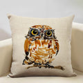 Axyaa Owl Linen Cushion Cover 45x45cm - Elegant Sofa Pillowcase for Any Occasion