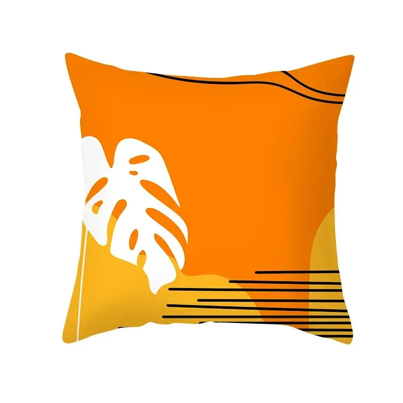 Axyaa Yellow Orange Abstract Geometry Print Pillow Cover 45x45cm