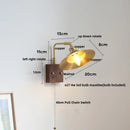Axyaa Rotating LED Wall Light Fixture - Wood and Copper Bedside Lamp