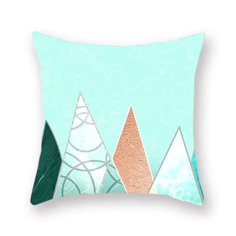 Geometric Marble Print Cushion Cover 45x45cm for Home Decor by Axyaa