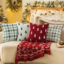 Axyaa Christmas Tree Chenille Pillow Cover, Festive Double-Sided Jacquard Design