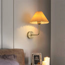 Axya Curved Metal LED Wall Lamp with Pleated Lampshade