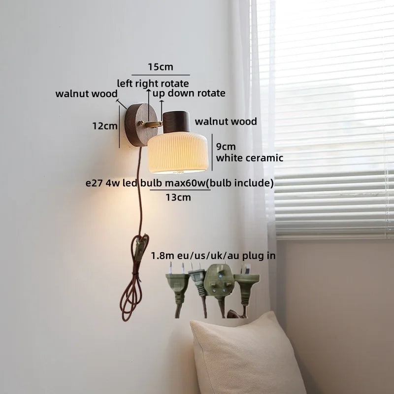 Axyaa White Ceramic LED Wall Lamp for Living Room, Bathroom, Stair Light