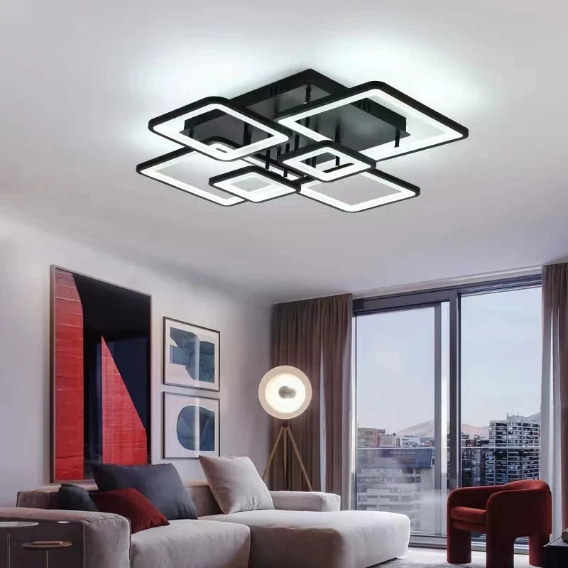 Nordic Black LED Ceiling Lamp for Modern Living Room, Bedroom, Study, Dining Room by Axyaa