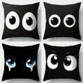 Axyaa Black Expression Pillowcase Set of 4, 17.7" - Home Sofa Decoration