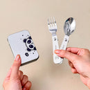 Axyaa 3Pcs Outdoor Folding Stainless Steel Cutlery Set for Camping & Picnic