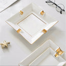 Axyaa Gold-Painted Bone Ashtray: Luxury Ceramic Cigar Holder