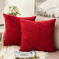Soft Corduroy Striped 18x18 Inch Throw Pillow Covers for Winter Home Decor - Axyaa