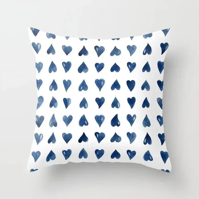 Blue Marble Geometric Cushion Cover 45x45cm for Home & Office Decor by Axyaa