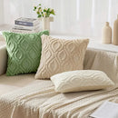 Axyaa Ivory White Plush Faux Wool Throw Pillow Covers, 45x45CM Boho Style